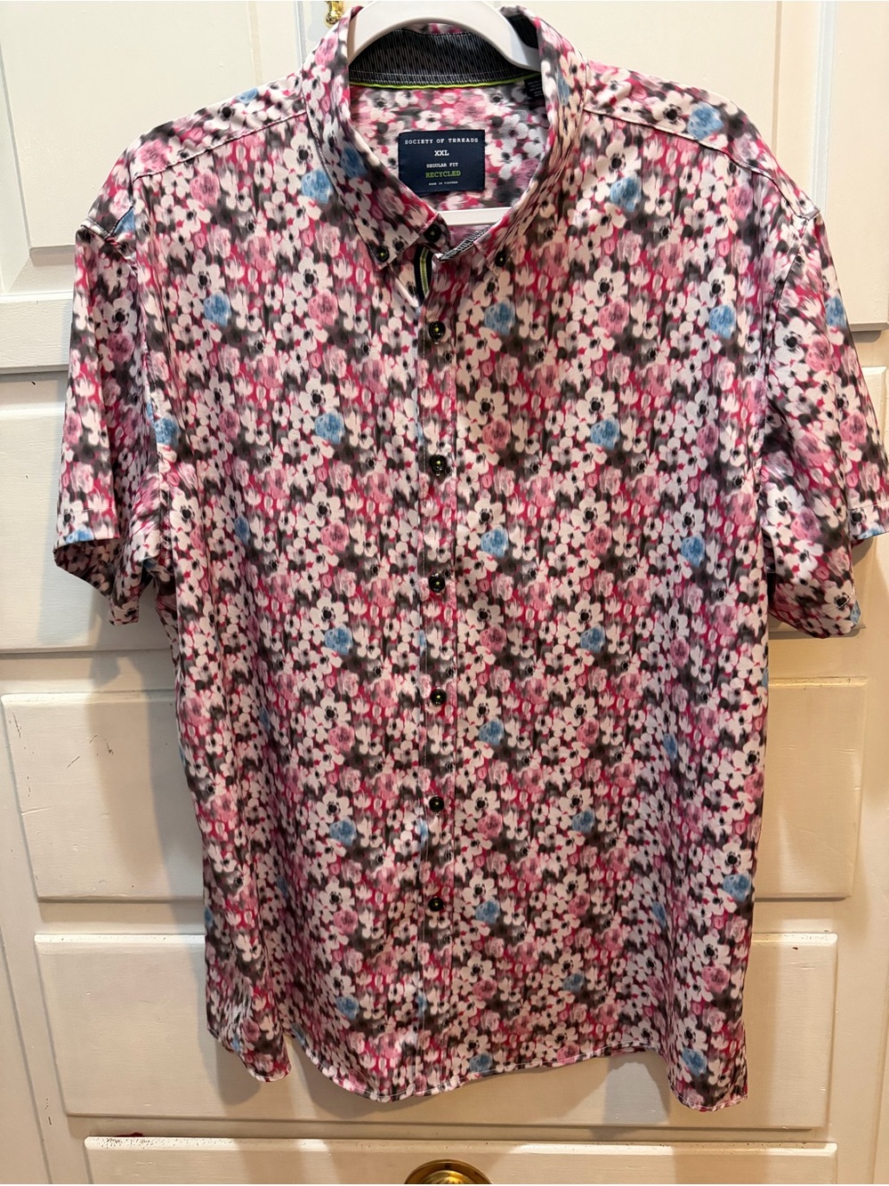 SOCIETY OF THREADS Pink Floral Short-Sleeve Button-Up Shirt XXL